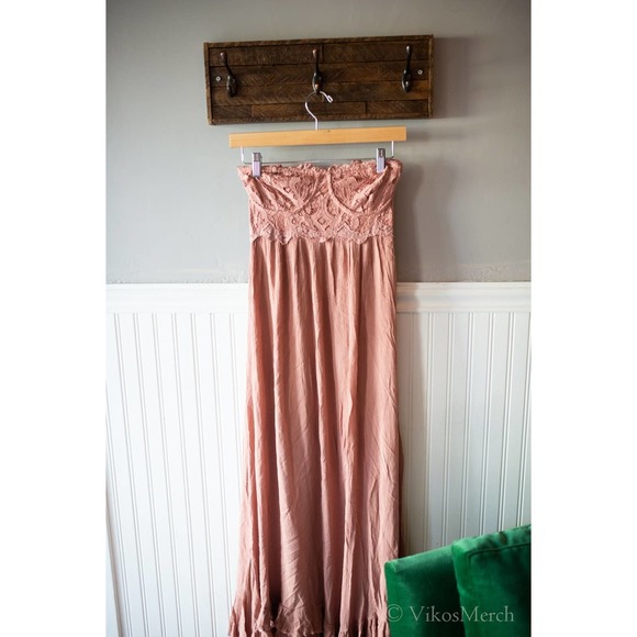 Free People Ballet Pink Adella Corset Strapless Maxi Dress Small - Picture 3 of 5